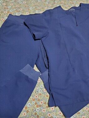 Mandala Navy Blue Scrub Set. Two Pocket Top And Jogger Pants